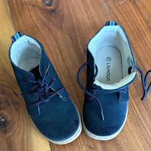 L'Amour Kids Navy Blue Suede Shoes